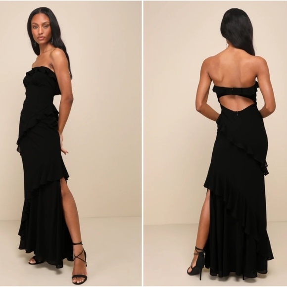 LULUS Prom Wedding Bridesmaid Sexy Flowy Romantic Elegant Maxi Dress - Picture 3 of 4